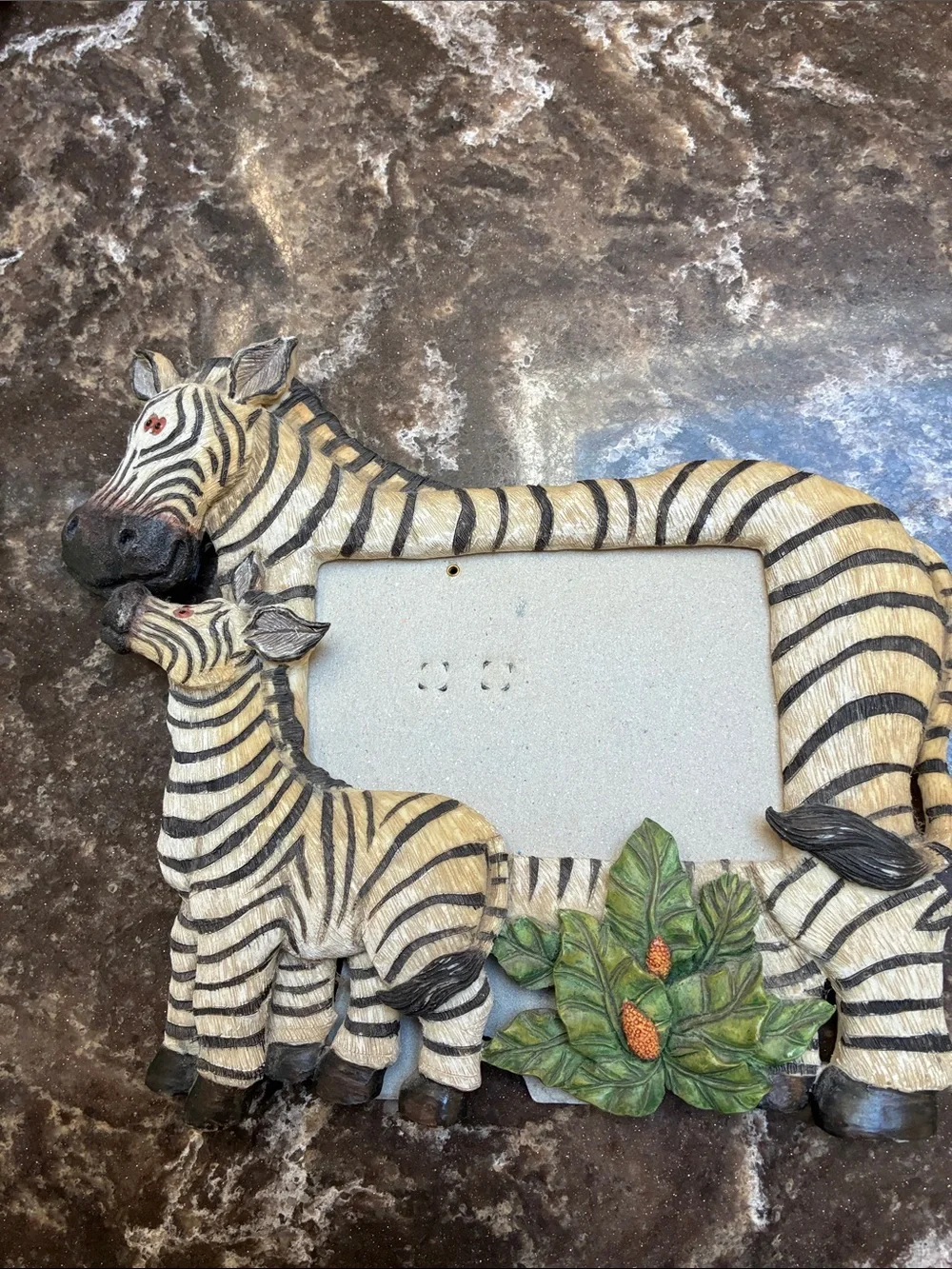 Zebra Family Photo Frame in Beige and Black by